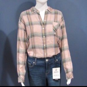 J.Jill NWT PINK PLAID BLOUSE SZ MEDIUM LIGHTWEIGHT.